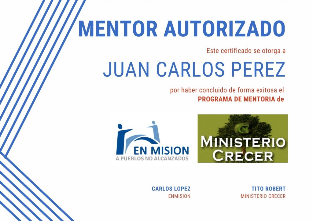 Certificado de mentor autorizado
